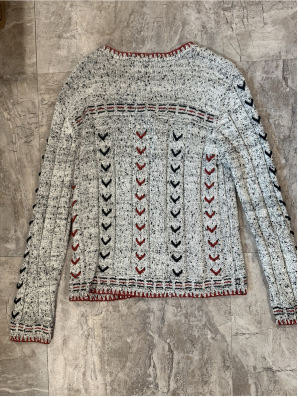 VTG Christopher & Banks Sweater Cardigan Medium Hand Embroidered Red & Black - Picture 5 of 5